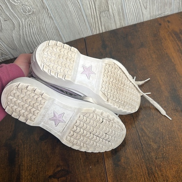 GIRLS' CONVERSE CHUCK TAYLOR ALLSTAR LUGLIFT PS SNEAKERS Purple Sparkles Size 2 - Picture 8 of 8